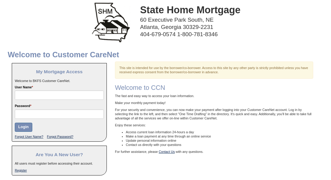 statehome.customercarenet.com – Access To State Home Mortgage Account