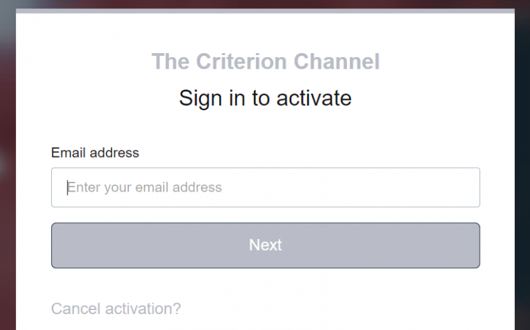 Criterion Channel Actibvate