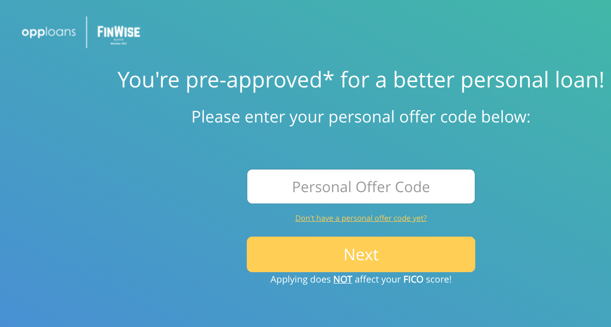 Application process for OppLoans MyOffer