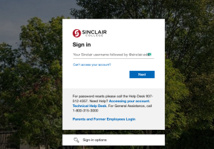 Sinclair Portal Login page